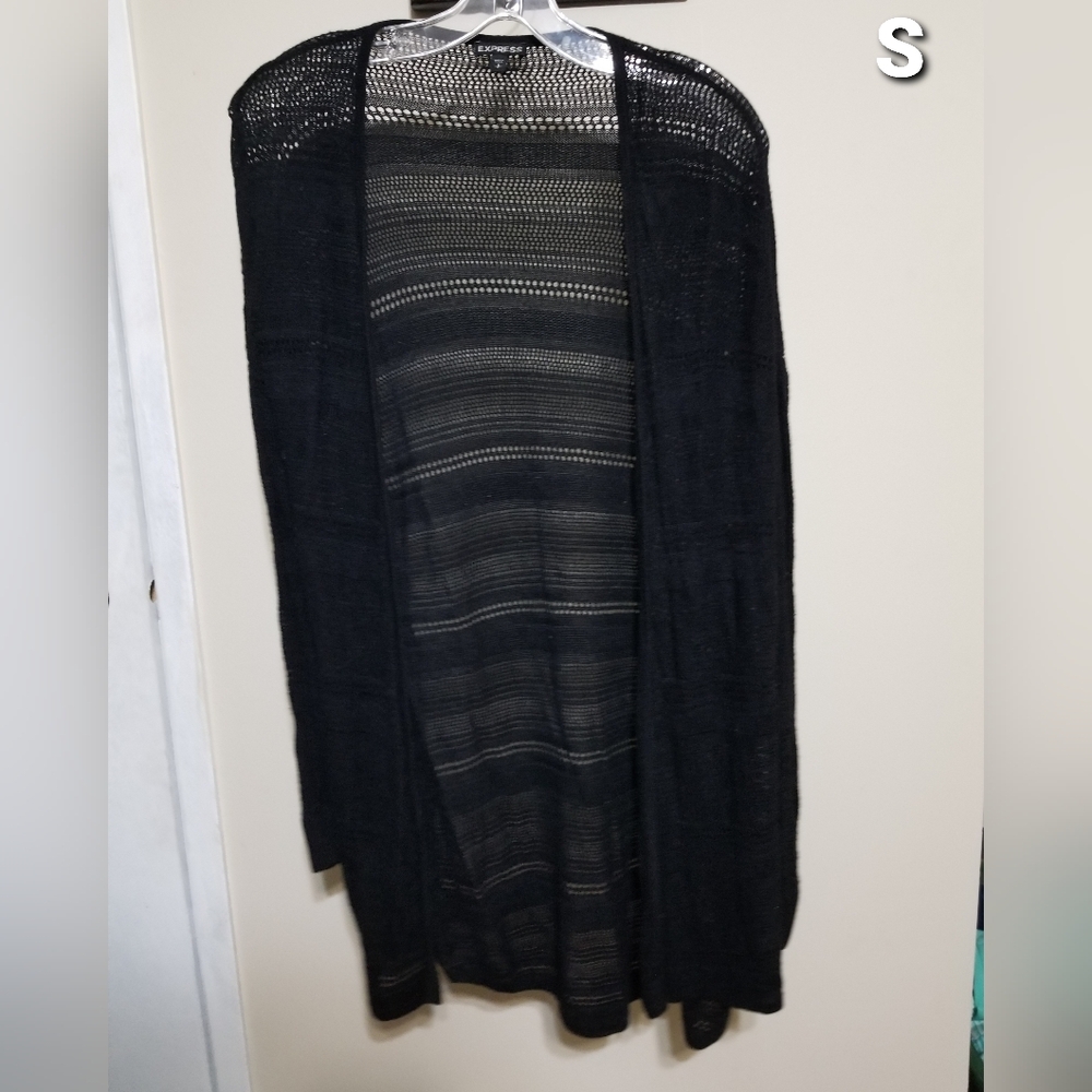 Express Cardigan Small Black Crochet Shrug Casual Office